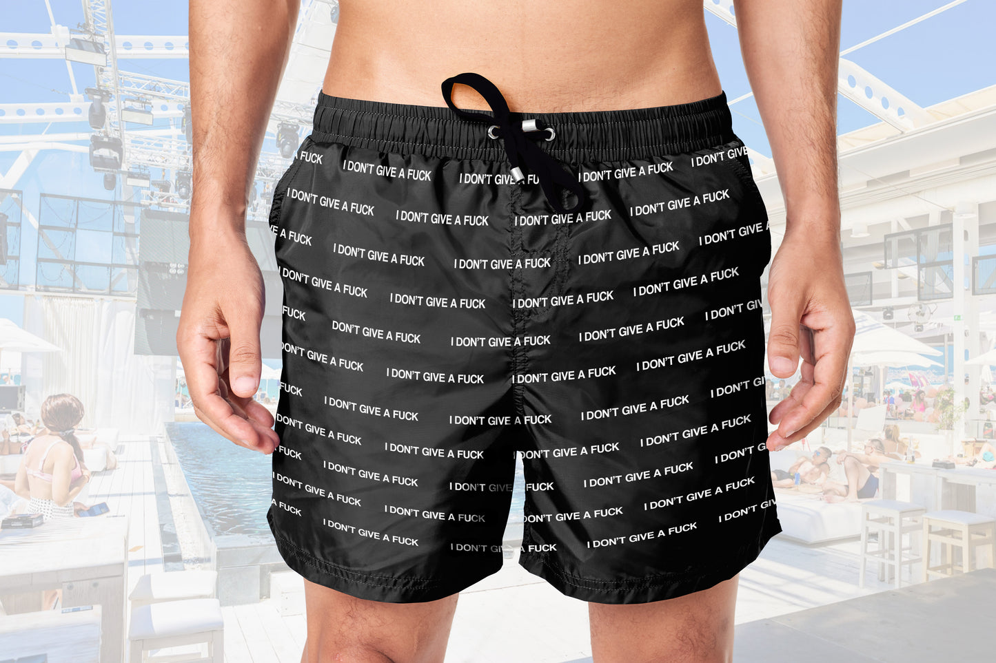 Men's Swim Shorts I DON'T GIVE A FUCK — WEAR TOXIC